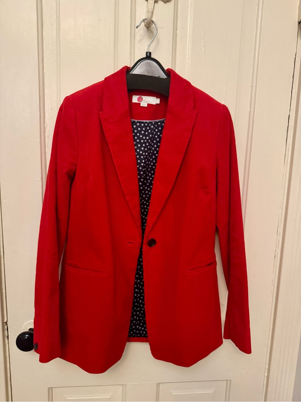 Boden Bright Red Single-Button corduroy Blazer EUC US 4